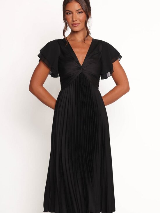 Petal & Pup Dresses & Skirts - Petal & Pup Nova Black Pleated Midi Dress L